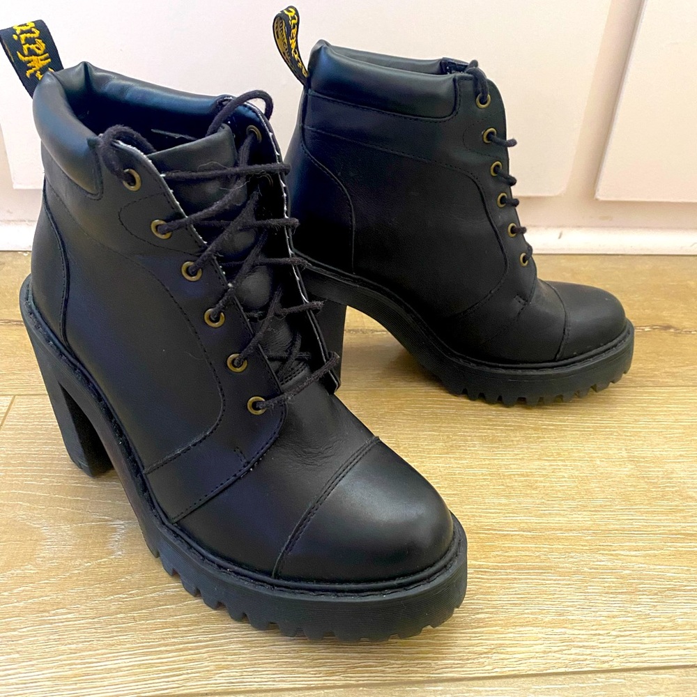 Dr. Martens Averil Black Leather High Heel Boot - Size 6
